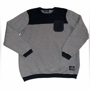 Jack and Jones Navy and White Striped Crewneck Sweater